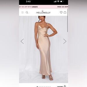 HELLO MOLLY THE PENELOPE COWL SATIN MAXI DRESS CHAMPAGNE.